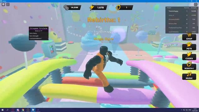 Strongman Simulator - скрипт на автофарм смотреть онлайн