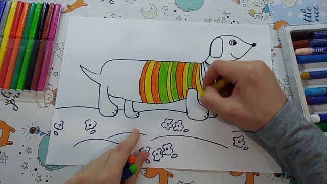 Как нарисовать собаку таксу - Рисование для малышей смотреть онлайн