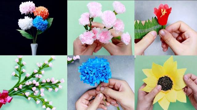 6 EASY PAPER FLOWERS | FLOWER MAKING | DIY
