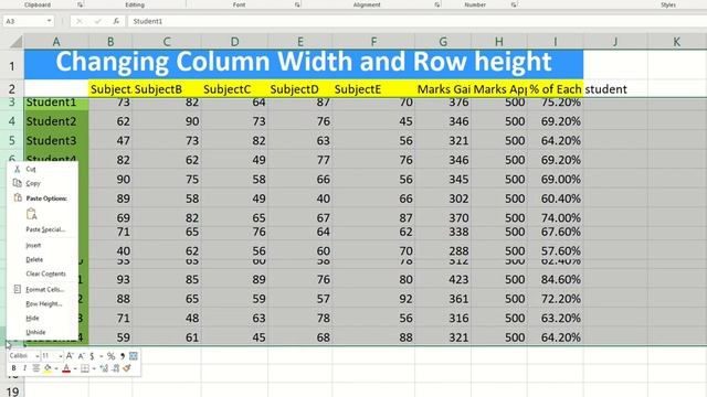Row Height and Column width in Excel смотреть онлайн