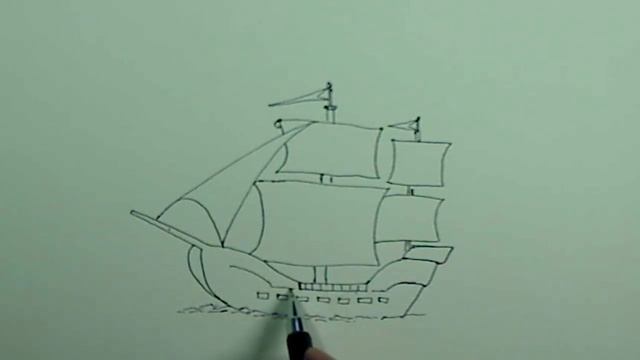 Draw a Sailing Ship. Sketch & shading by a Black Ball Point Pen смотреть онлайн