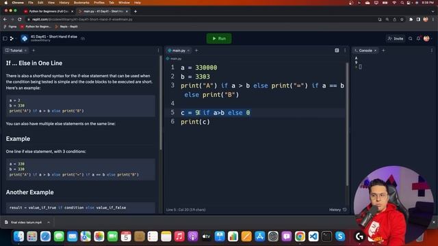Short hand if else statements | Python Tutorial - Day #41 смотреть онлайн