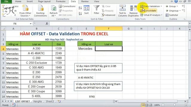 Cách sử dụng hàm OFFSET, kết hợp offset trong Data validation để tạo LIST động смотреть онлайн