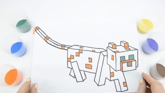 Кошка из Майнкрафт Раскраски песком смотреть онлайн