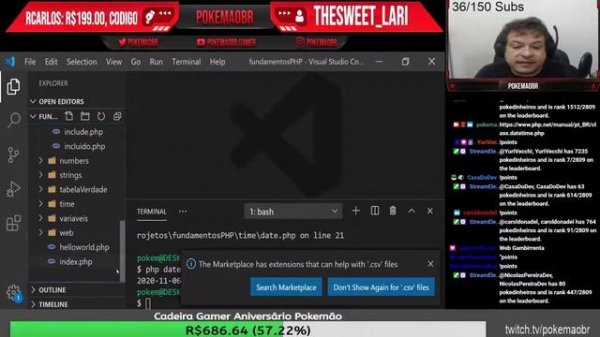 Fundamentos PHP - Live 06 - Manipulação de Datas, PHP com HTML e Sessões em PHP