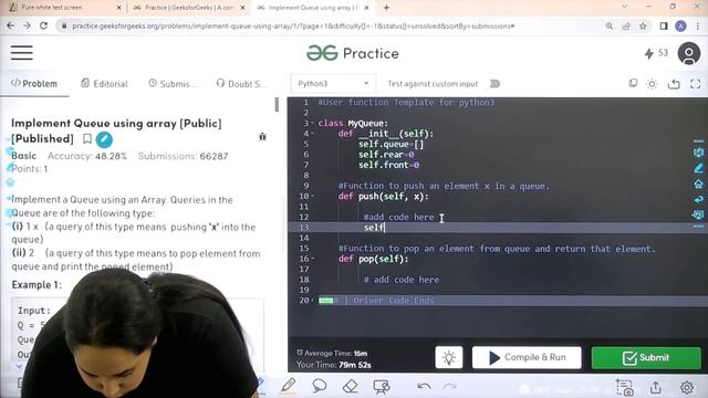 Implement Queue using array | School Practice Problem | GeeksforGeeks School смотреть онлайн