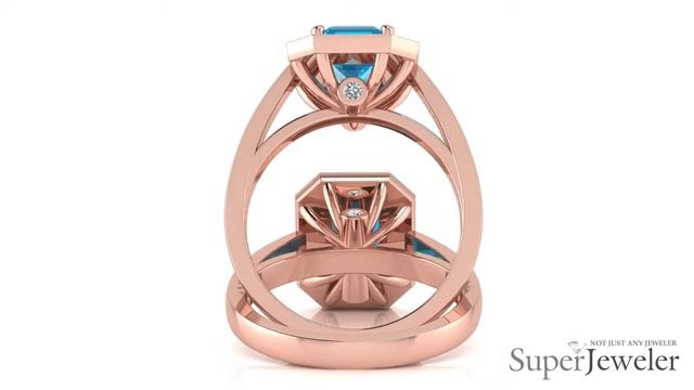 H051723 BT14KR Blue Topaz and Halo Diamond Ring In 14 Karat Rose Gold смотреть онлайн