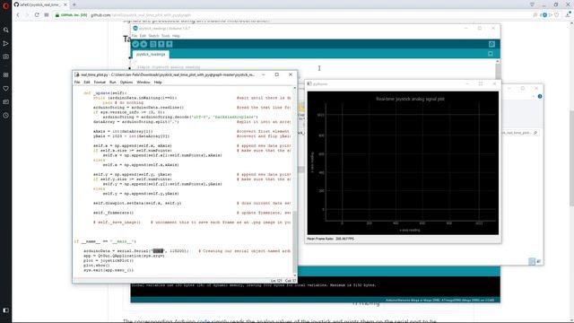 Real-time plotting of analog joystick signals using pyqtgraph смотреть онлайн