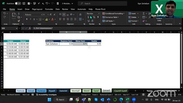 Excel ilə İşləmə Təlimi. 4-cü Dərs. 29 Yanvar 2023. Azərbaycan dilində смотреть онлайн