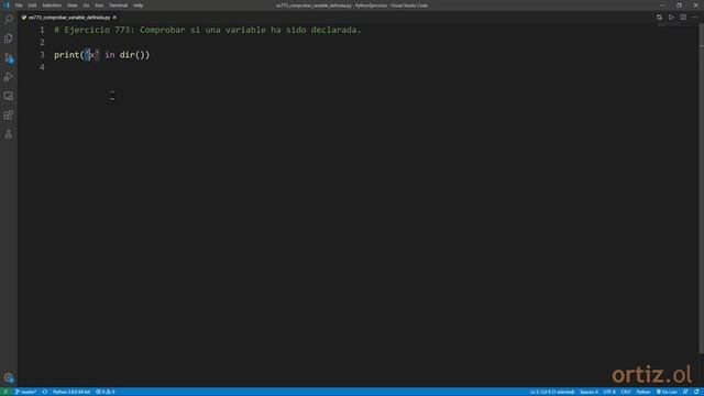 Python - Ejercicio 773: Comprobar si una Variable ha Sido Declarada en un Script смотреть онлайн