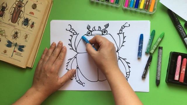 Как нарисовать жука. Урок рисования для детей от 4 лет | Детское творчество смотреть онлайн
