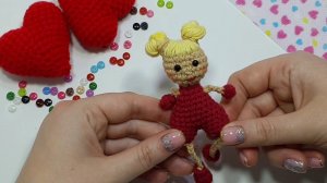 Девочка Валентинка часть 1, бесплатный мк по вязанию куколки амигуруми