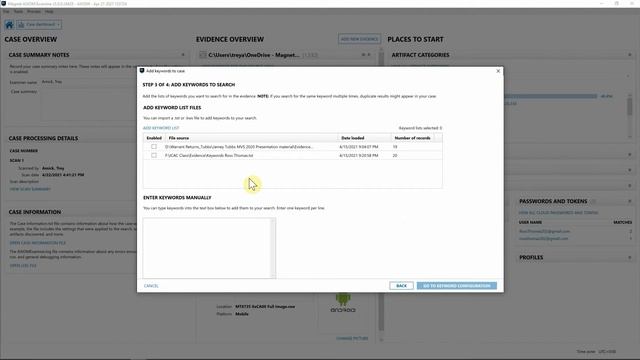 Search For Keywords Post-Processing In Magnet AXIOM