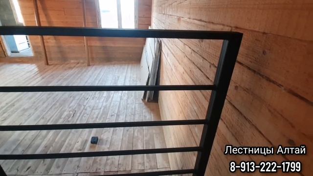 Лестница с площадкой в Деревянный дом, Каркас и Перила Полимерное покрытие, Ступени Берёза с.Сростк