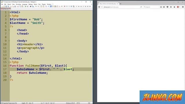 Confusing PHP Tutorial - Part 2 - Functions, Scope, and the Concatenation Operator! смотреть онлайн