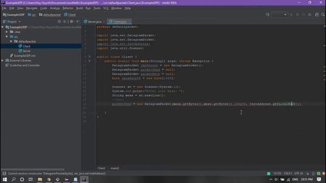 [Java - Networking] Example 2: Simple UDP Socket смотреть онлайн