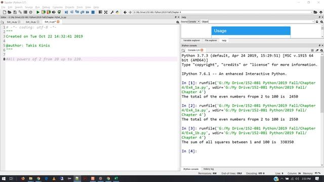 Python Chapter 4 Exercises Part 1 Fall 2019 смотреть онлайн