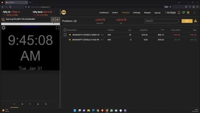 31-01-2023 | BANKNIFTY ITM OPTIONS | PYTHON TRADING BOT | FULL DAY | #trading #vlog смотреть онлайн