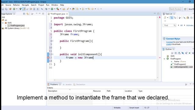 First GUI program- How to create a JFrame using eclipse(Programmatically) смотреть онлайн