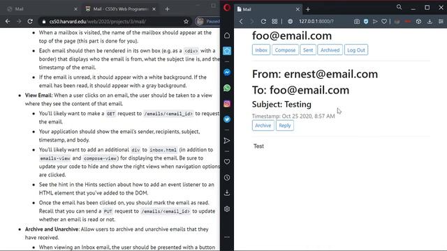 CS50’s Web Programming with Python and JavaScript Project 3 Maill смотреть онлайн