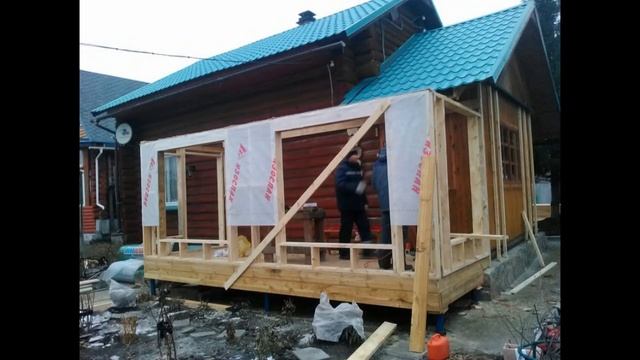 Пристрой к дому из бревна смотреть онлайн