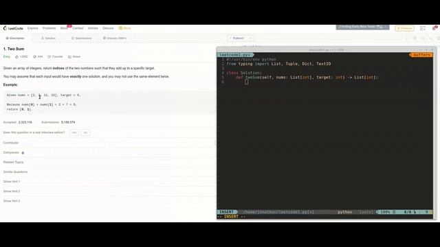 LeetCode Problem 1: TwoSum (Python 3) смотреть онлайн