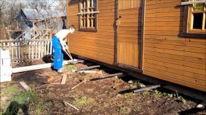 как передвинуть бытовку 7 метров своими силами