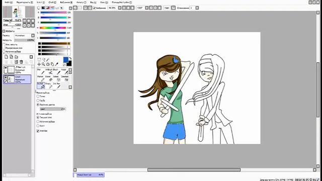 Speed art minecraft. Две девочки с мечами. смотреть онлайн