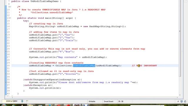 HOW TO CREATE UNMODIFIABLE READONLY MAP IN JAVA DEMO смотреть онлайн