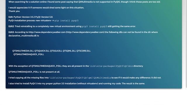 Can't import QtMultimedia in PyQt 5 on Windows смотреть онлайн