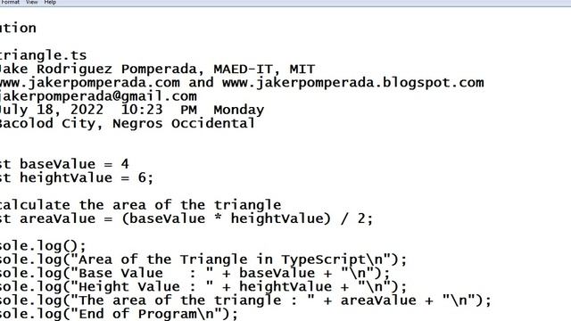 Area of the Triangle in TypeScript смотреть онлайн