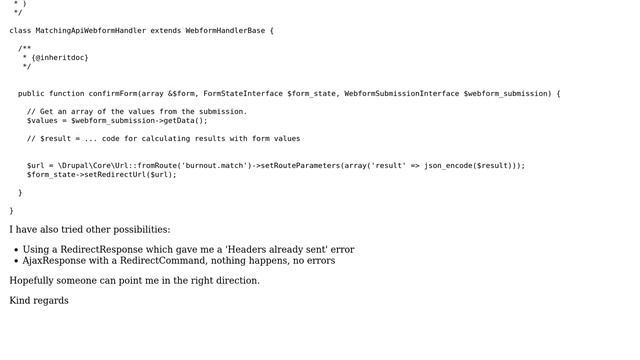 Drupal: How to redirect in WebformHandler after submitting Ajax form? смотреть онлайн