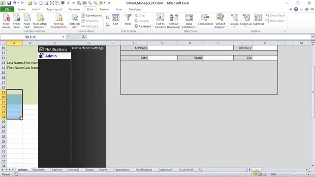How To Create This Excel Admin Screen With A Single Click Menu From Scratch [School Manager Pt. 3] смотреть онлайн