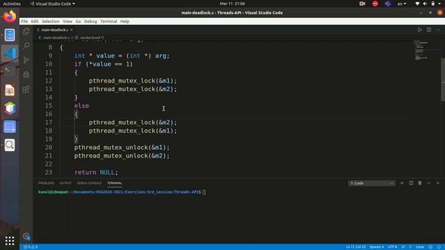 Deadlock in Posix threads in C || Detecting thread errors with Helgrind смотреть онлайн