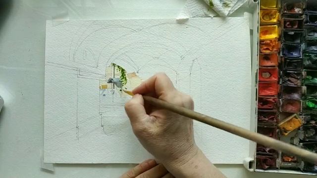 Питерская подворотня . Акварель .