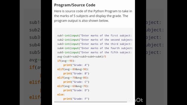 write a program to calculate the grade in python with outcome смотреть онлайн