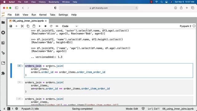 Apache Spark Python - Transformations - Using Inner Joins смотреть онлайн