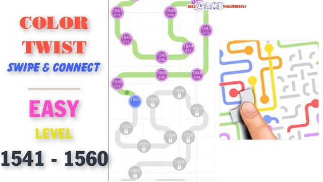 Color Twist Swipe & Connect | EASY | Level 1541 - 1560 Walkthrough | SkillGameWalkthrough смотреть онлайн