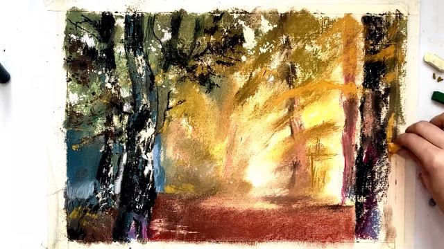 Осенний пейзаж • сухая пастель • Autumn Landscape • Soft Pastel