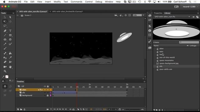 Adobe Animate: UFO with alien follow along смотреть онлайн