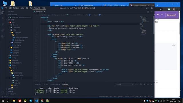 ПАГИНАЦИЯ ► Laravel 7 Vue Crud Pagination API #2 смотреть онлайн