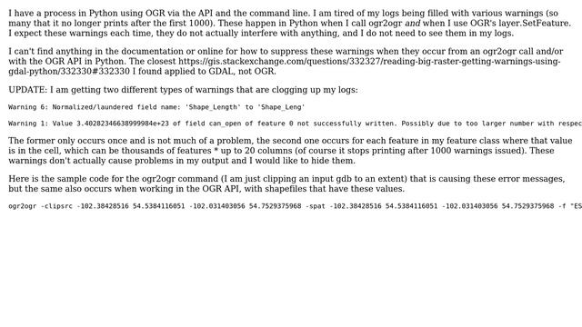 GIS: Suppress warnings in Python/OGR смотреть онлайн