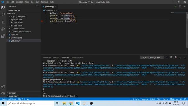 Python Karakter Dizileri: index ve rindex Yöntemleri смотреть онлайн