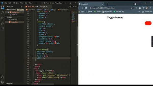 How to Create Toggle Switch by using HTML and CSS || Change Background on Toggle using JAVASCRIPT
