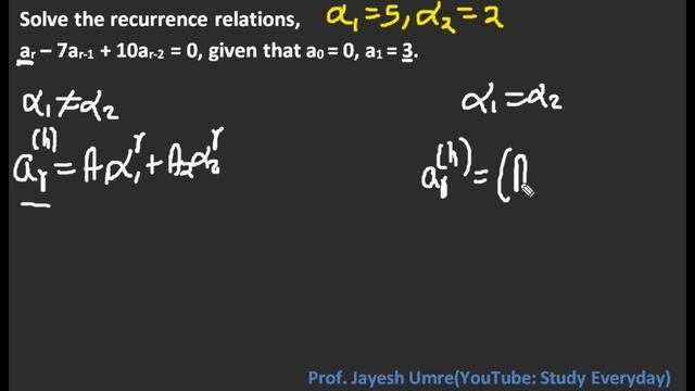 Recurrence Relation | Example 01 | Hindi | Prof. Jayesh Umre смотреть онлайн