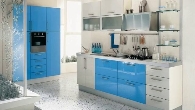 Бело-голубые кухни - дизайн стильного интерьера смотреть онлайн