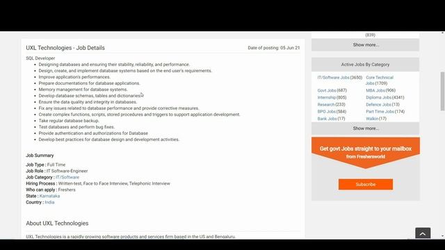 UXL Technologies Hiring for MS SQL Developer | BCA, BE/B.Tech смотреть онлайн