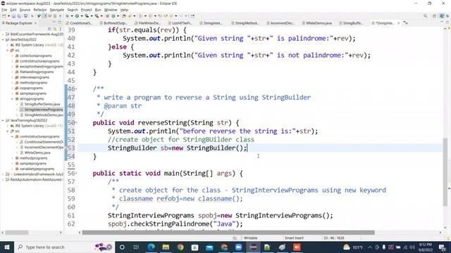 CoreJava String Reverse Program Sept20220909 смотреть онлайн