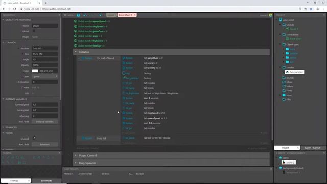 Construct 3 Tutorial - Color Switch #6 - Game Over & High Score - no coding смотреть онлайн