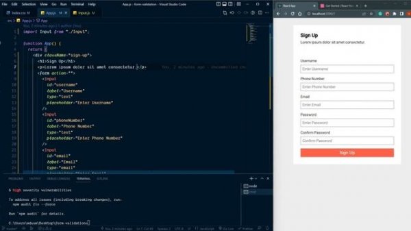 Form Validation in React with React Hook Form.